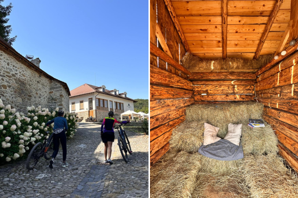 Left - e-biking in Saxon villages, Right - Haybating