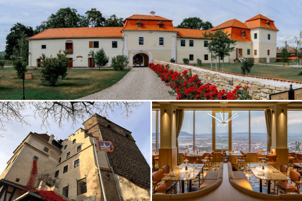 Up - Ugron Castle, Left down - Bran Castle, Right down - Panoramic Restaurant